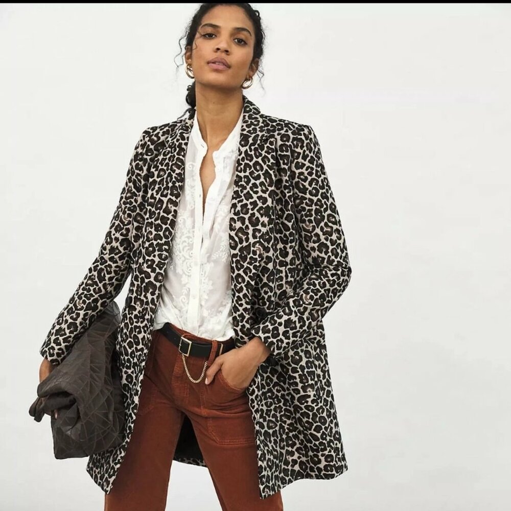 NEW! with tags Anthropologie Longline Leapord Blazer size 0